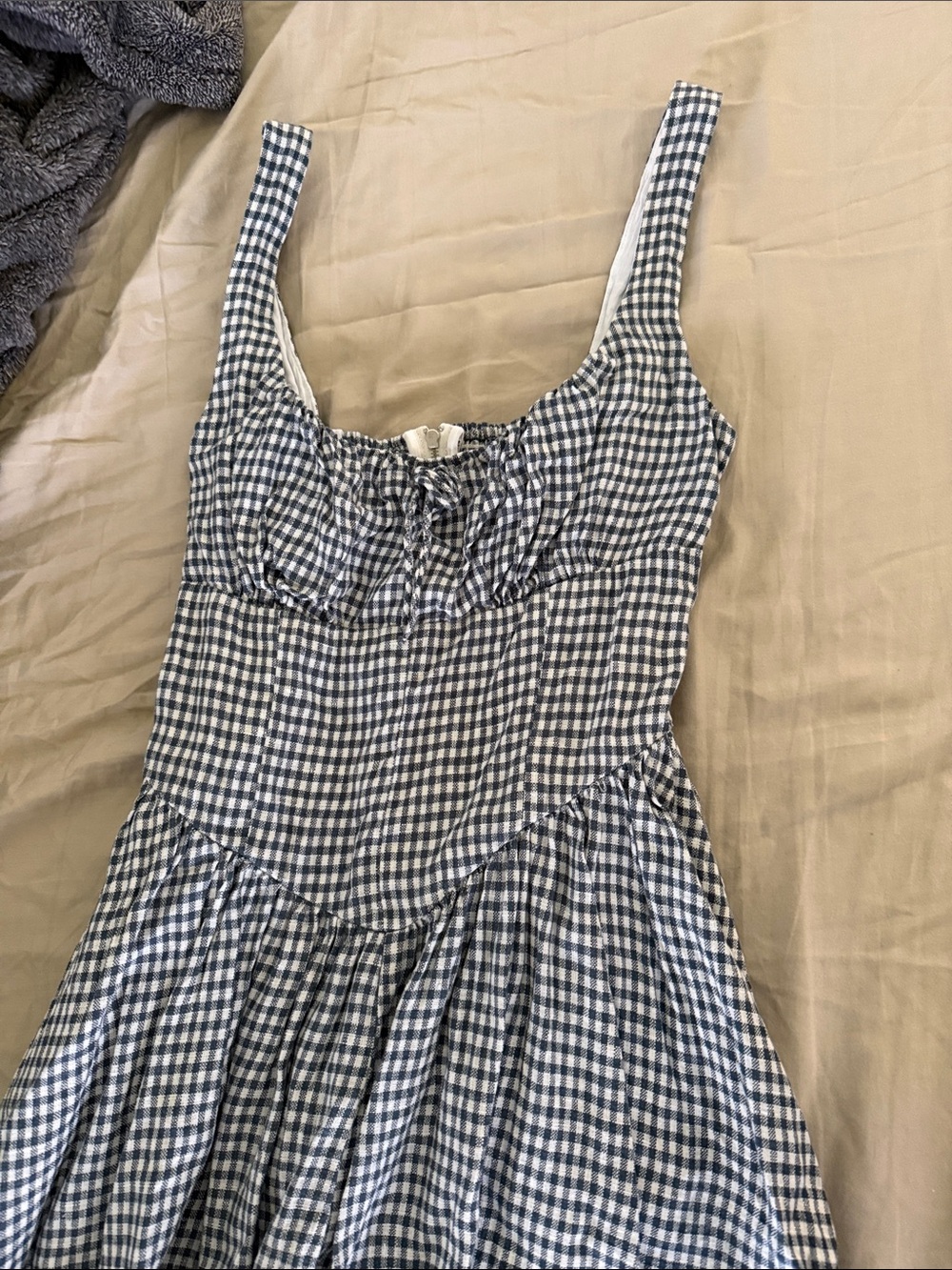 LIKE NEW REFORMATION Balia Linen Dress, Remy Check, size 2 - Picture 6 of 8